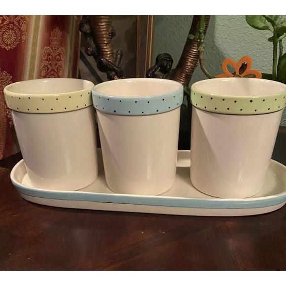 Rae Dunn Kitchen New Rare Rae Dunn 4 Pc Polka Dot Spoon Fork Knife